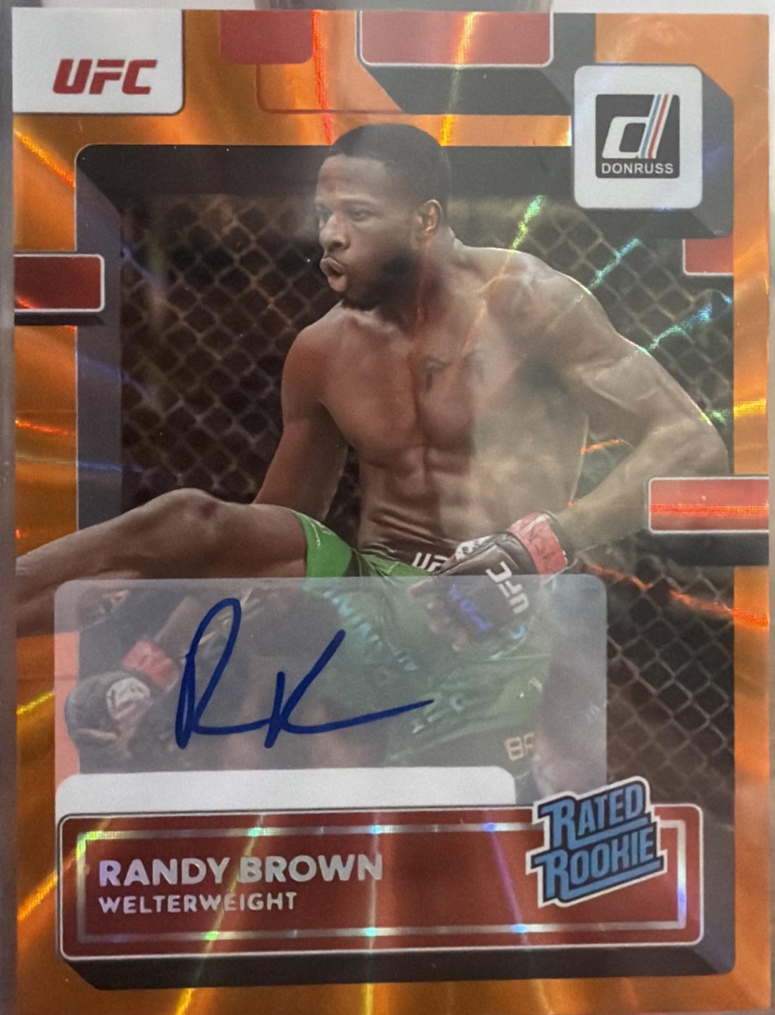 Randy Brown 2023 Panini Donruss UFC Rated Rookies Signatures #214 Orange Laser