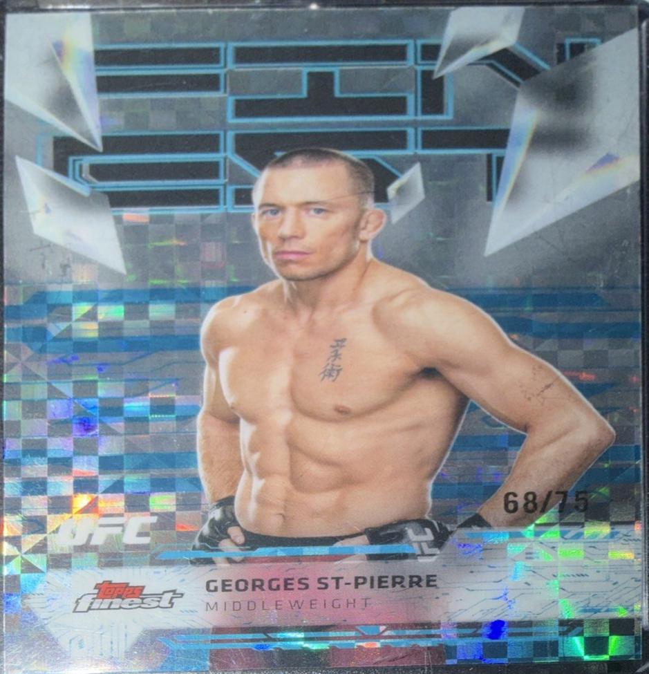 Georges St-Pierre 2025 Topps Finest UFC Base Uncommon #185 Blue Checkerboard Refractor