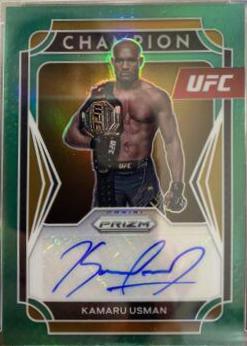 Kamaru Usman 2022 Panini Prizm UFC Champion Signatures #7 Green