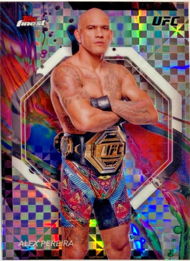 Alex Pereira 2024 Topps Finest UFC Base Common #12 Checkerboard Refractor