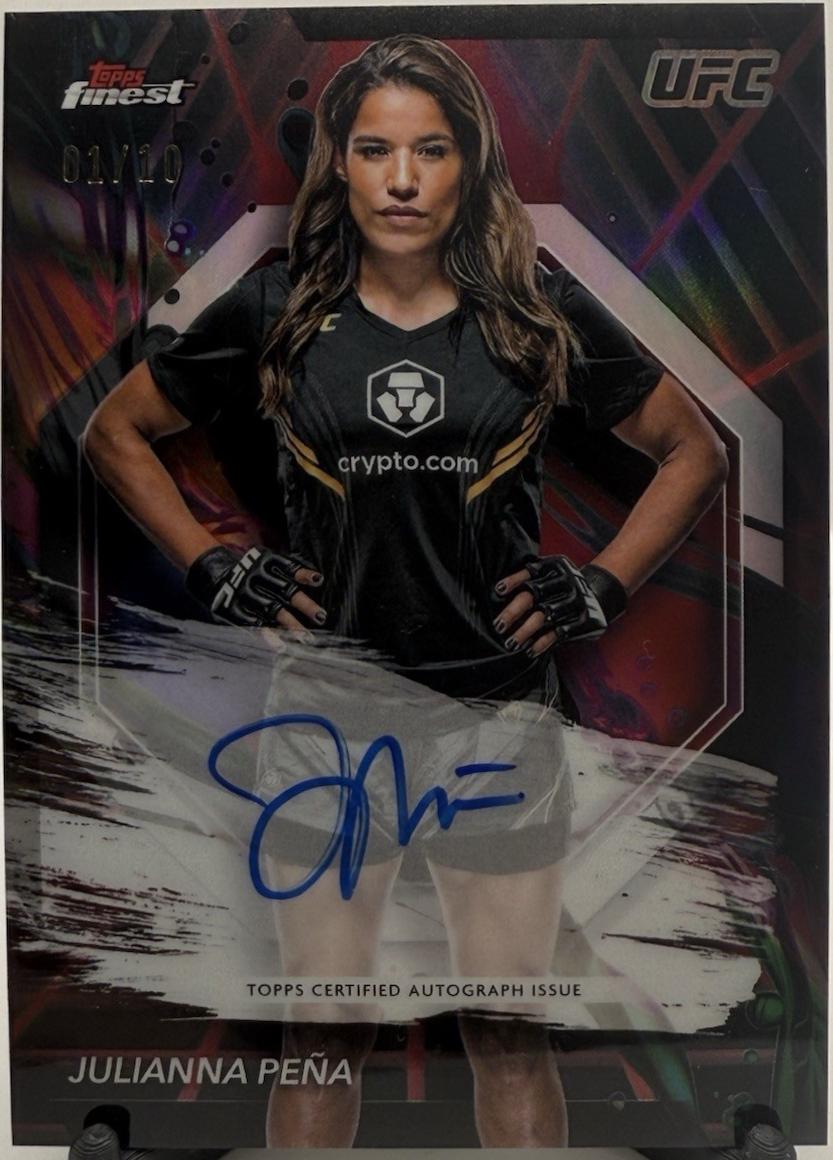 Julianna Peña 2024 Topps Finest UFC Finest Autographs #FA-JPA Red Black Vapor Refractor