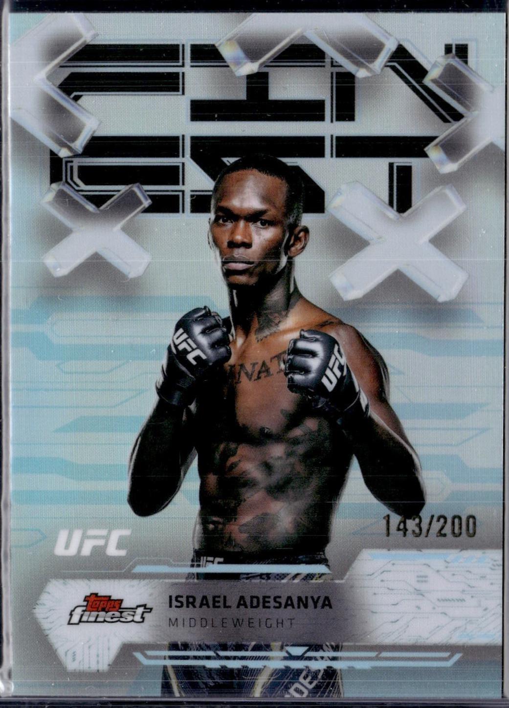 Israel Adesanya 2025 Topps Finest UFC Base Common #17 Blue Refractor
