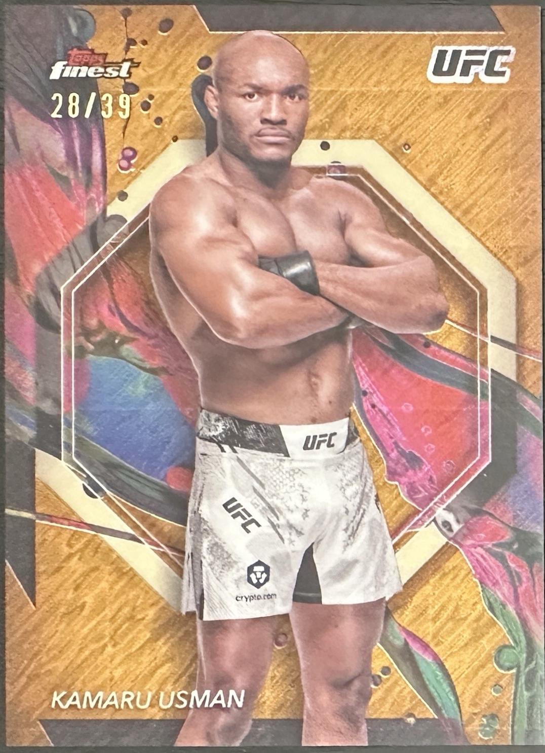 Kamaru Usman 2024 Topps Finest UFC Base Common #33 Gold Shimmer Refractor