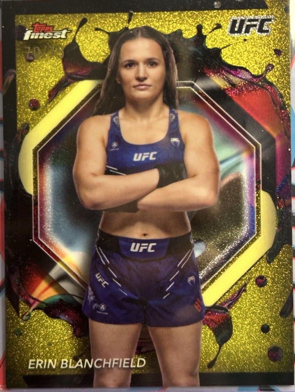 Erin Blanchfield 2024 Topps Finest UFC Base Rare #205 Yellow Glitter Refractor