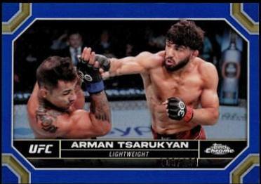Arman Tsarukyan 2024 Topps Chrome UFC Base #20 Blue Refractor