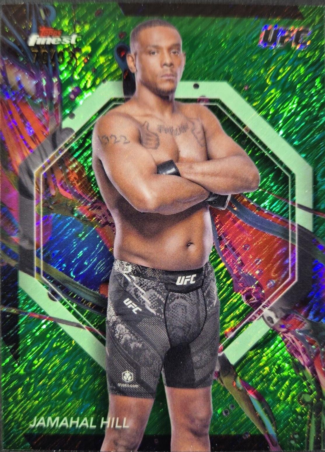 Jamahal Hill 2024 Topps Finest UFC Base Common #36 Green Shimmer Refractor