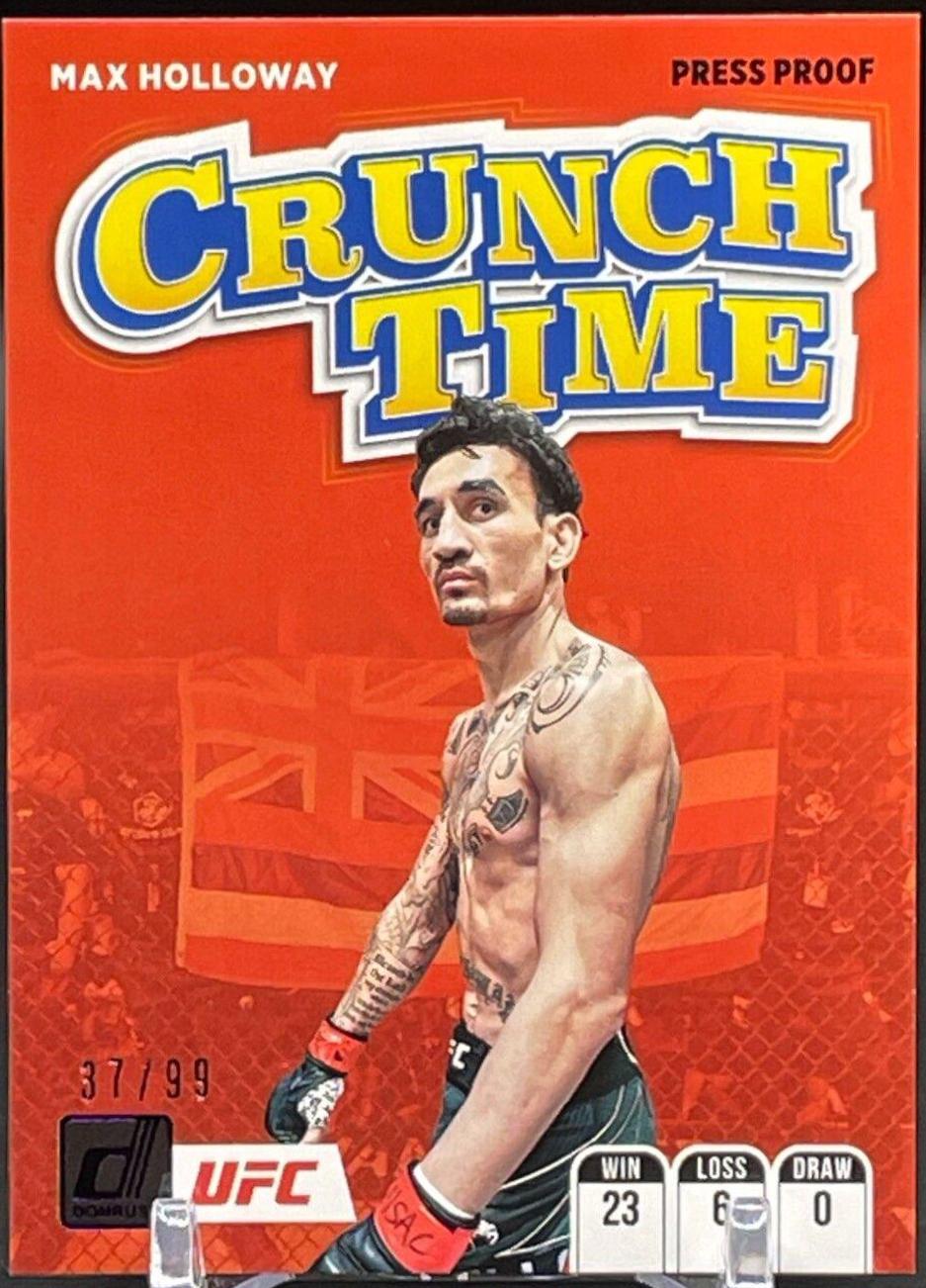 Max Holloway 2022 Panini Donruss UFC Crunch Time #16 Press Proof Purple