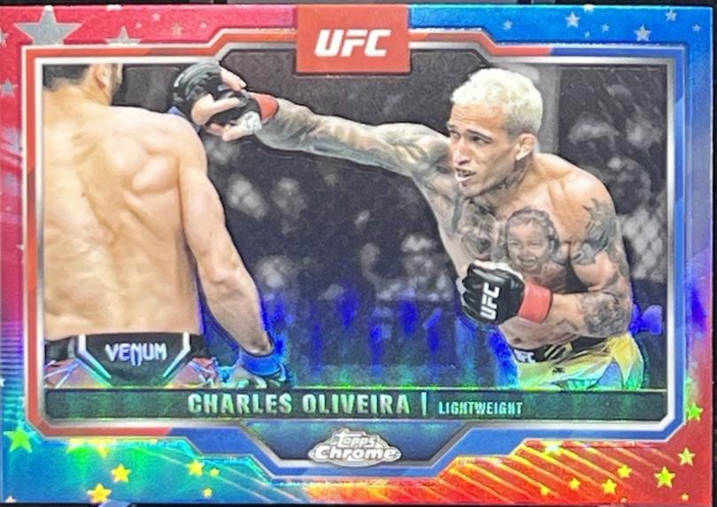 Charles Oliveira 2025 Topps Chrome UFC Base #54 Red & Blue Refractor