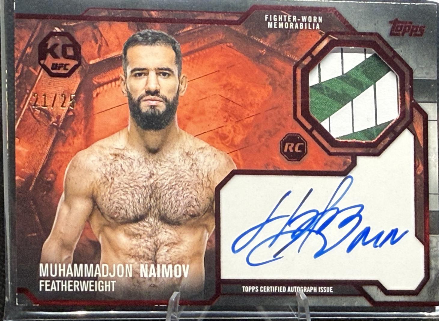 Muhammadjon Naimov 2025 Topps Knockout UFC Knockout Autograph Relics #KAR-MN Red