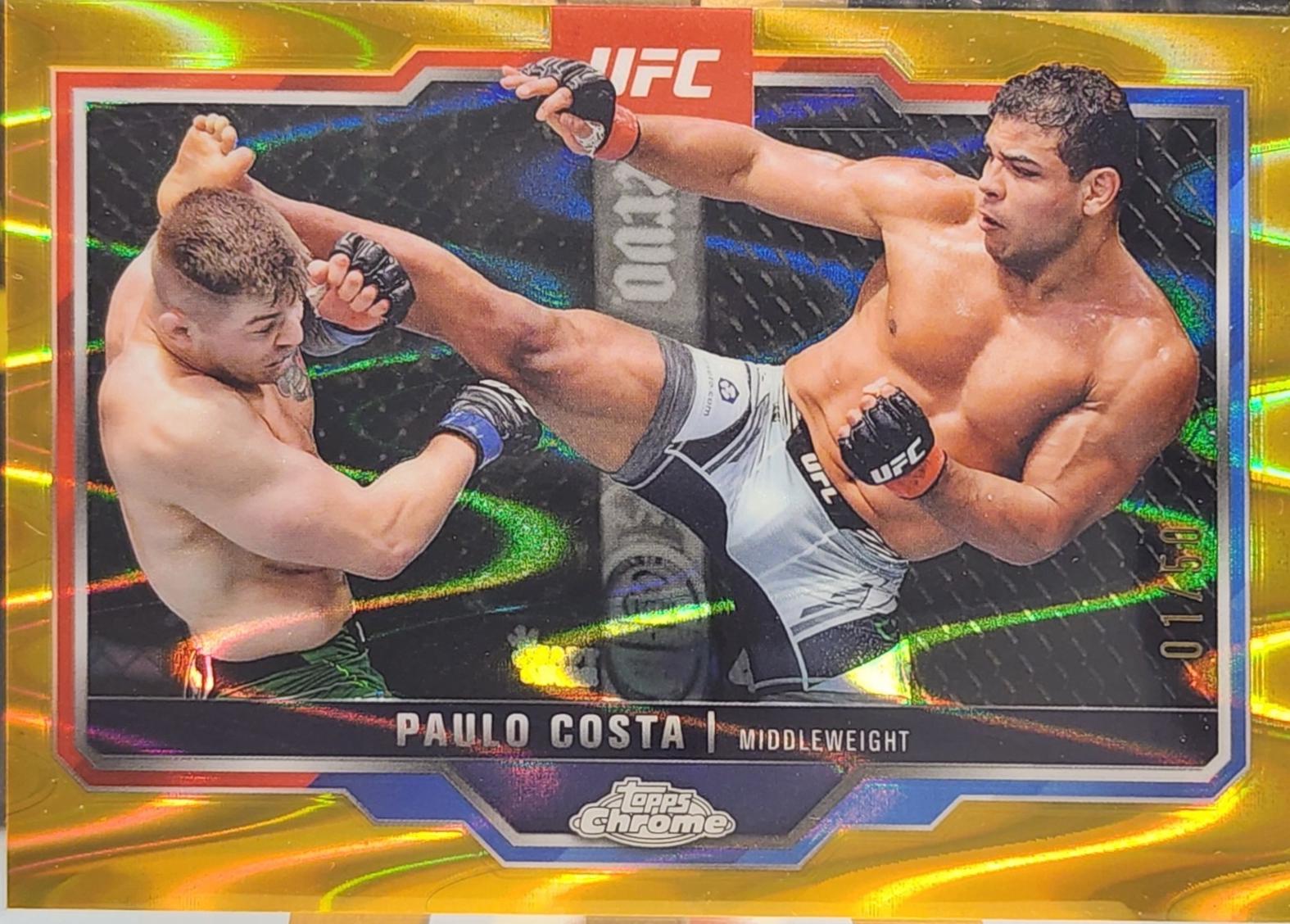 Paulo Costa 2025 Topps Chrome UFC Base #153 Gold Refractor