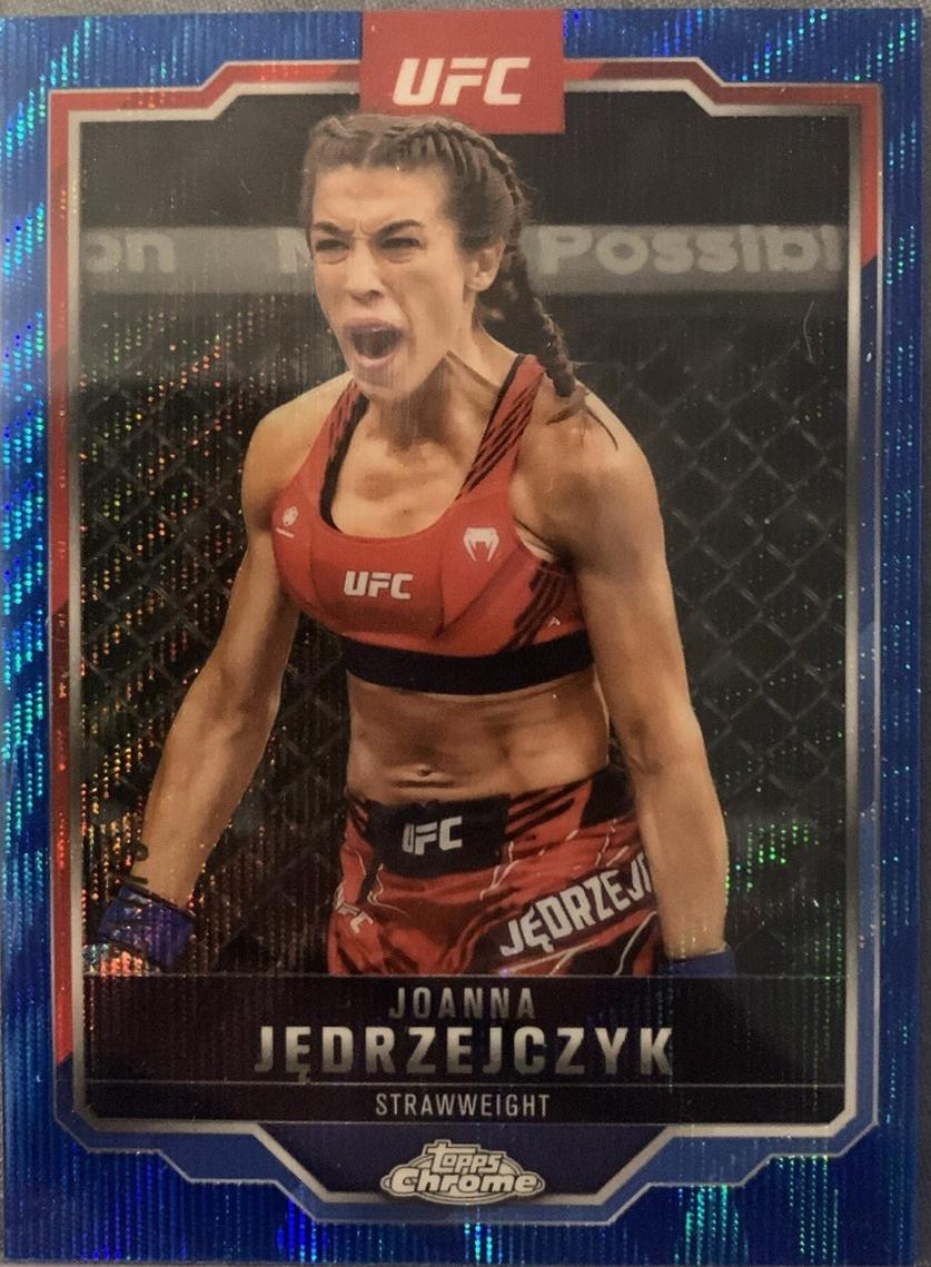 Joanna Jędrzejczyk 2025 Topps Chrome UFC Base #34 Blue Wave Refractor