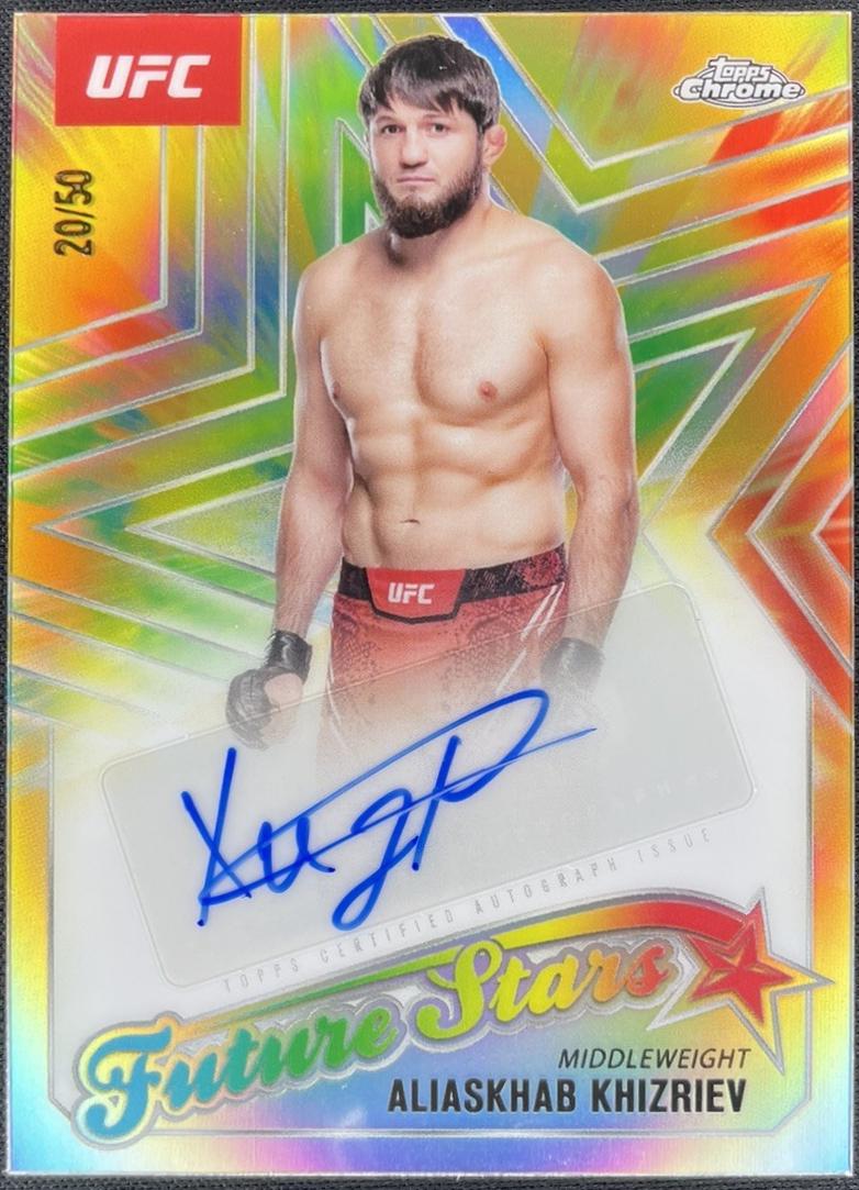Aliaskhab Khizriev 2025 Topps Chrome UFC Future Stars Autographs #FSA-AK Gold Refractor