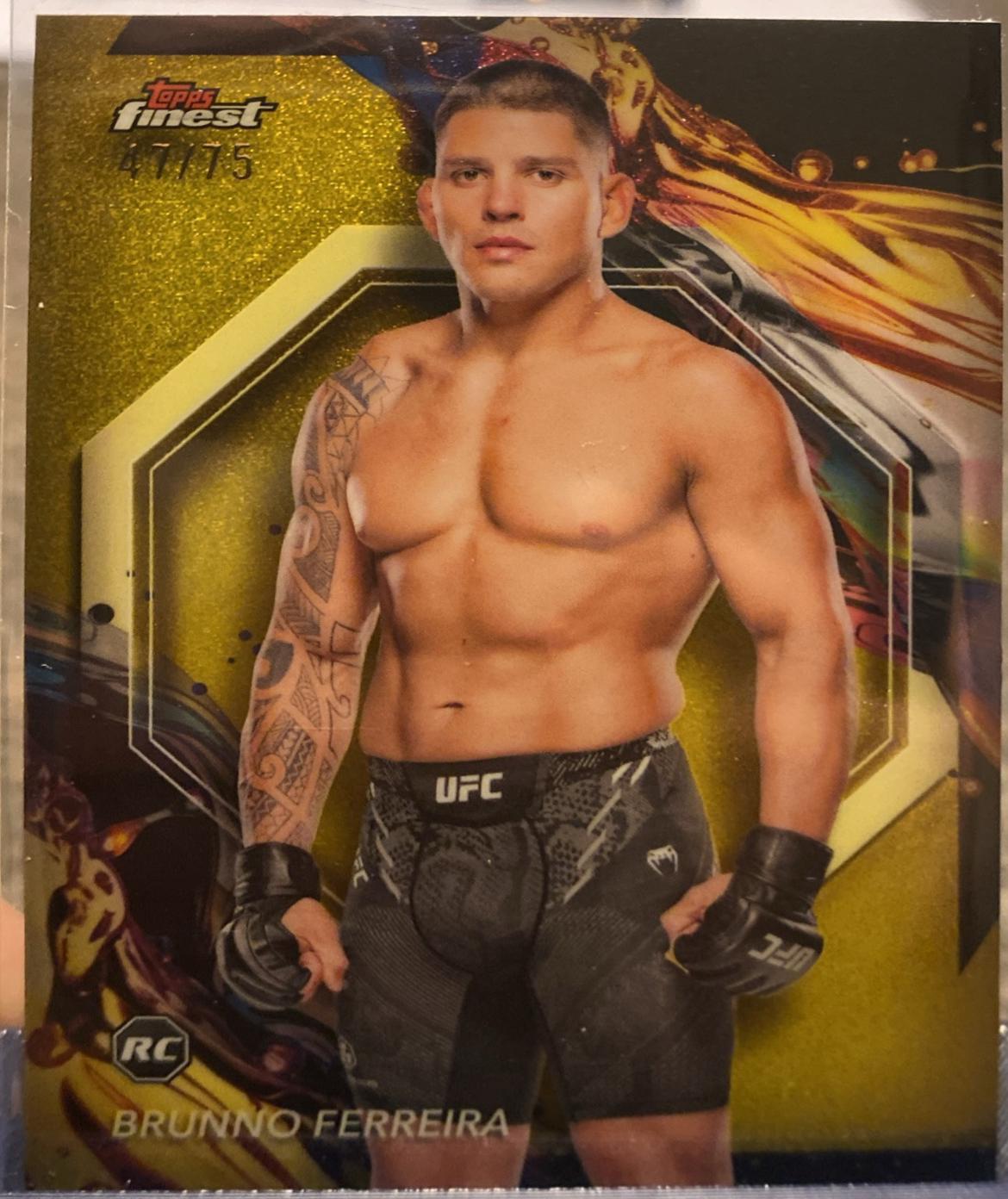 Brunno Ferreira 2024 Topps Finest UFC Base Uncommon #115 Yellow Glitter Refractor