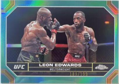Leon Edwards 2024 Topps Chrome UFC Base #115 Aqua Refractor