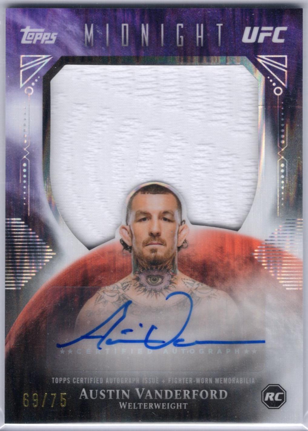 Austin Vanderford 2026 Topps Midnight UFC Rookie Relic Autographs #RRA-AV Dusk