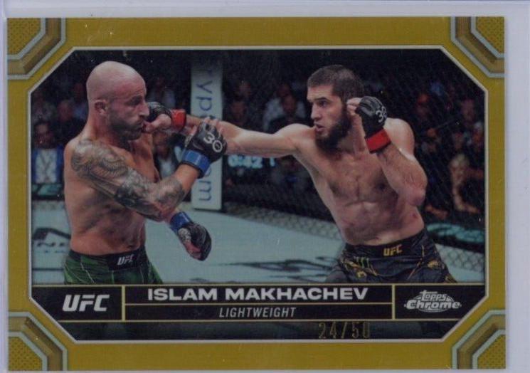 Islam Makhachev 2024 Topps Chrome UFC Base #80 Gold Refractor