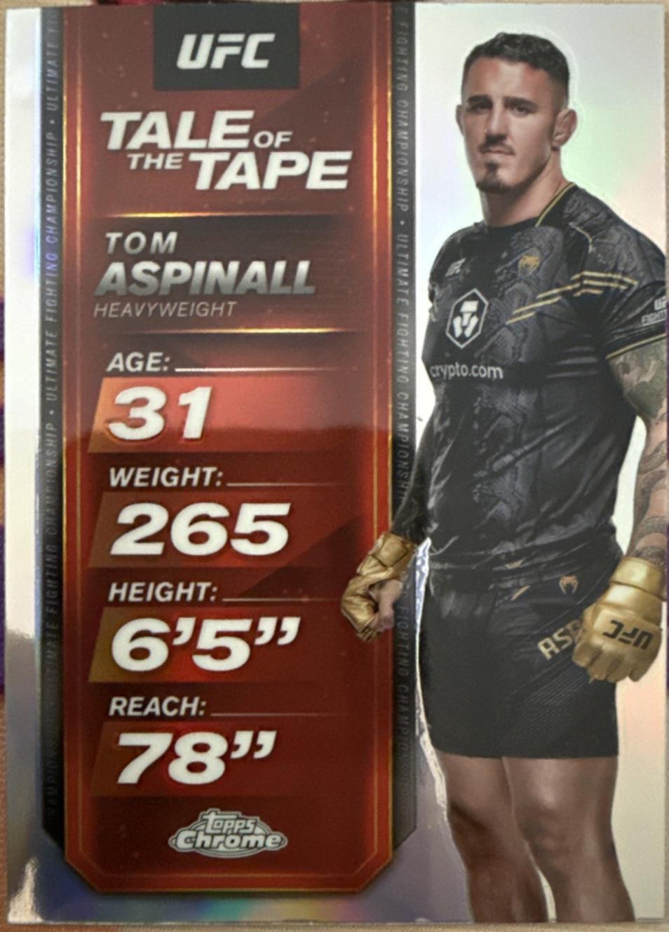 Tom Aspinall 2025 Topps Chrome UFC Tale of the Tape #TTT-30 Refractor