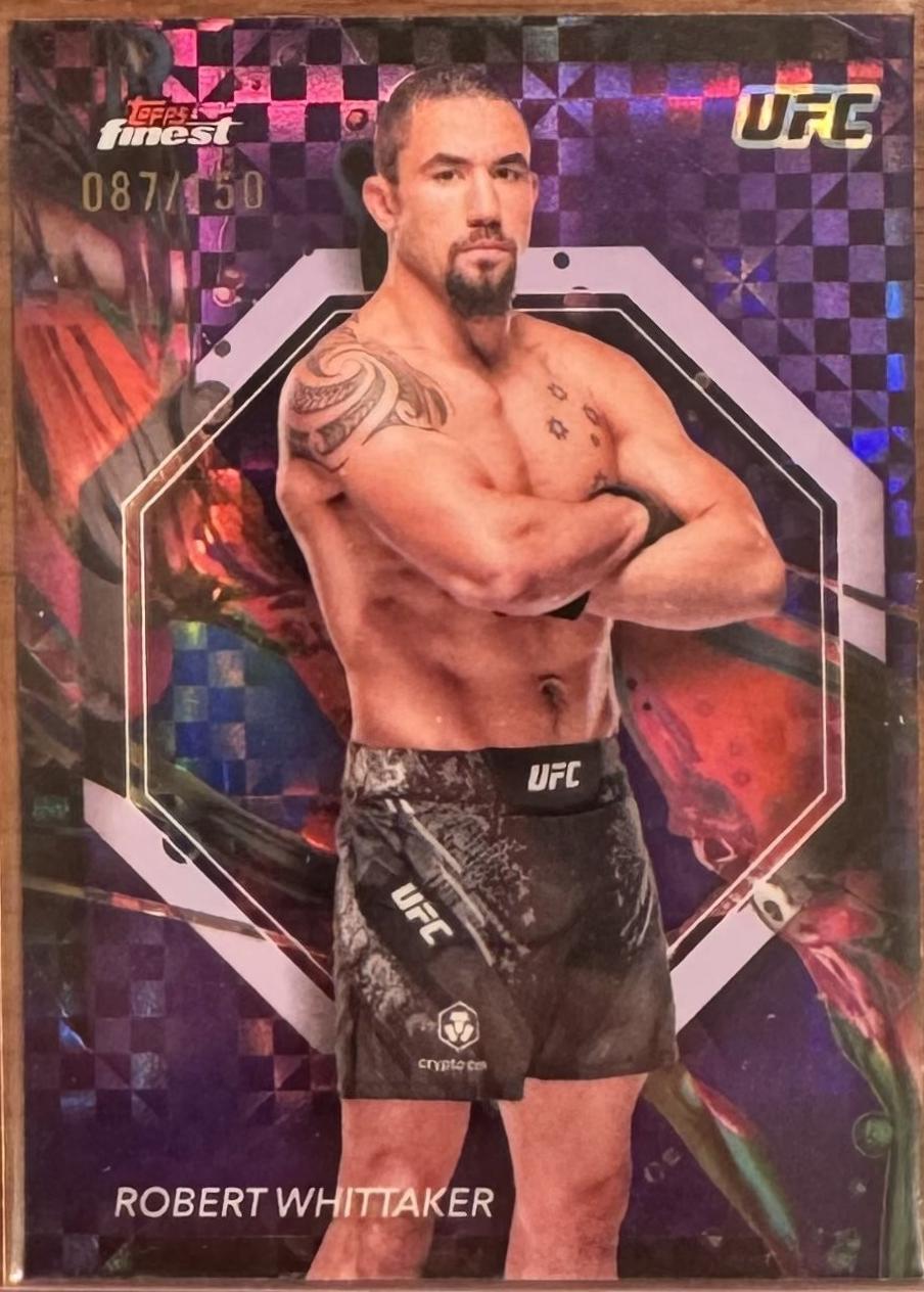 Robert Whittaker 2024 Topps Finest UFC Base Common #86 Purple Checkerboard Refractor