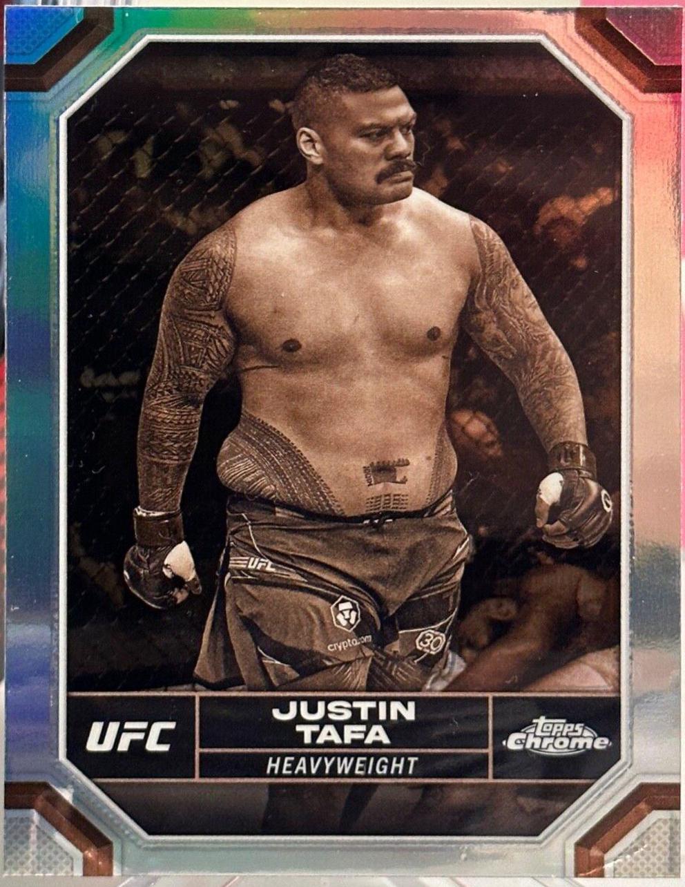 Justin Tafa 2024 Topps Chrome UFC Base #105 Sepia Refractor
