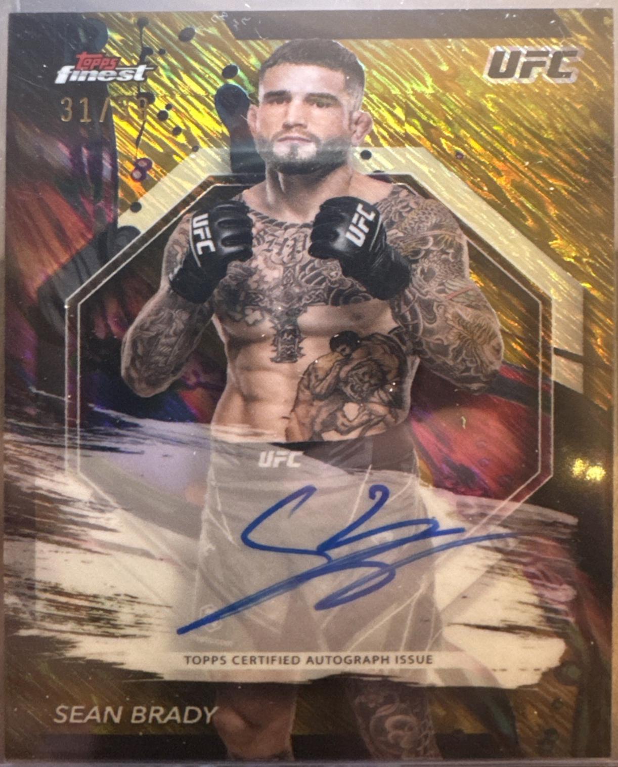 Sean Brady 2024 Topps Finest UFC Finest Autographs #FA-SBY Gold Shimmer Refractor