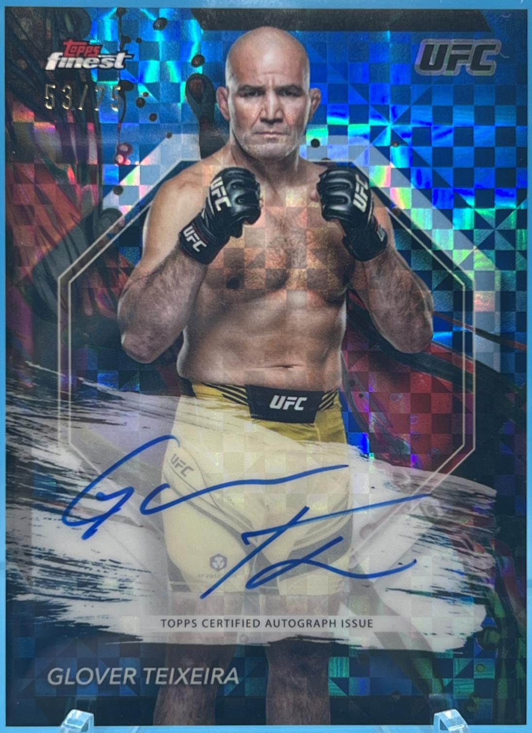 Glover Teixeira 2024 Topps Finest UFC Finest Autographs #FA-GTA Blue Checkerboard Refractor