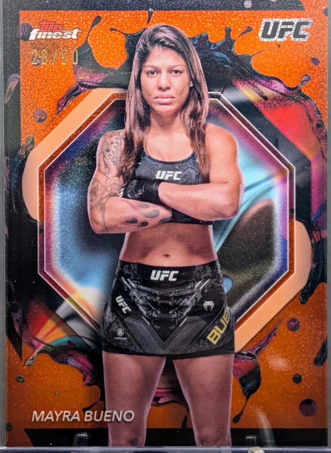 Mayra Bueno 2024 Topps Finest UFC Base Rare #294 Tangerine Glitter Refractor
