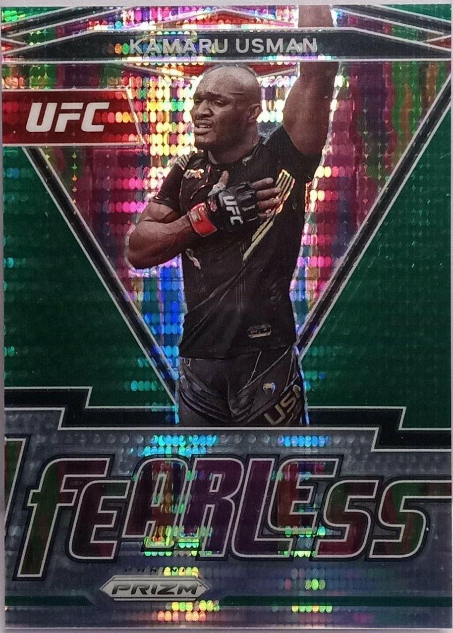 Kamaru Usman 2022 Panini Prizm UFC Fearless #6 Green Pulsar