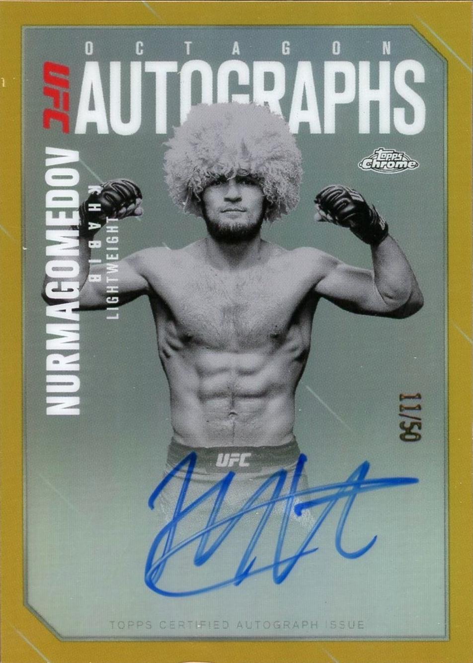 Khabib Nurmagomedov 2025 Topps Chrome UFC Octagon Legends Autographs #OLA-KN Gold Refractor
