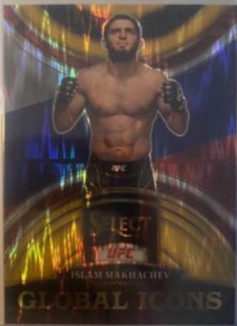 Islam Makhachev 2023 Panini Select UFC Global Icons #12 Gold Flash