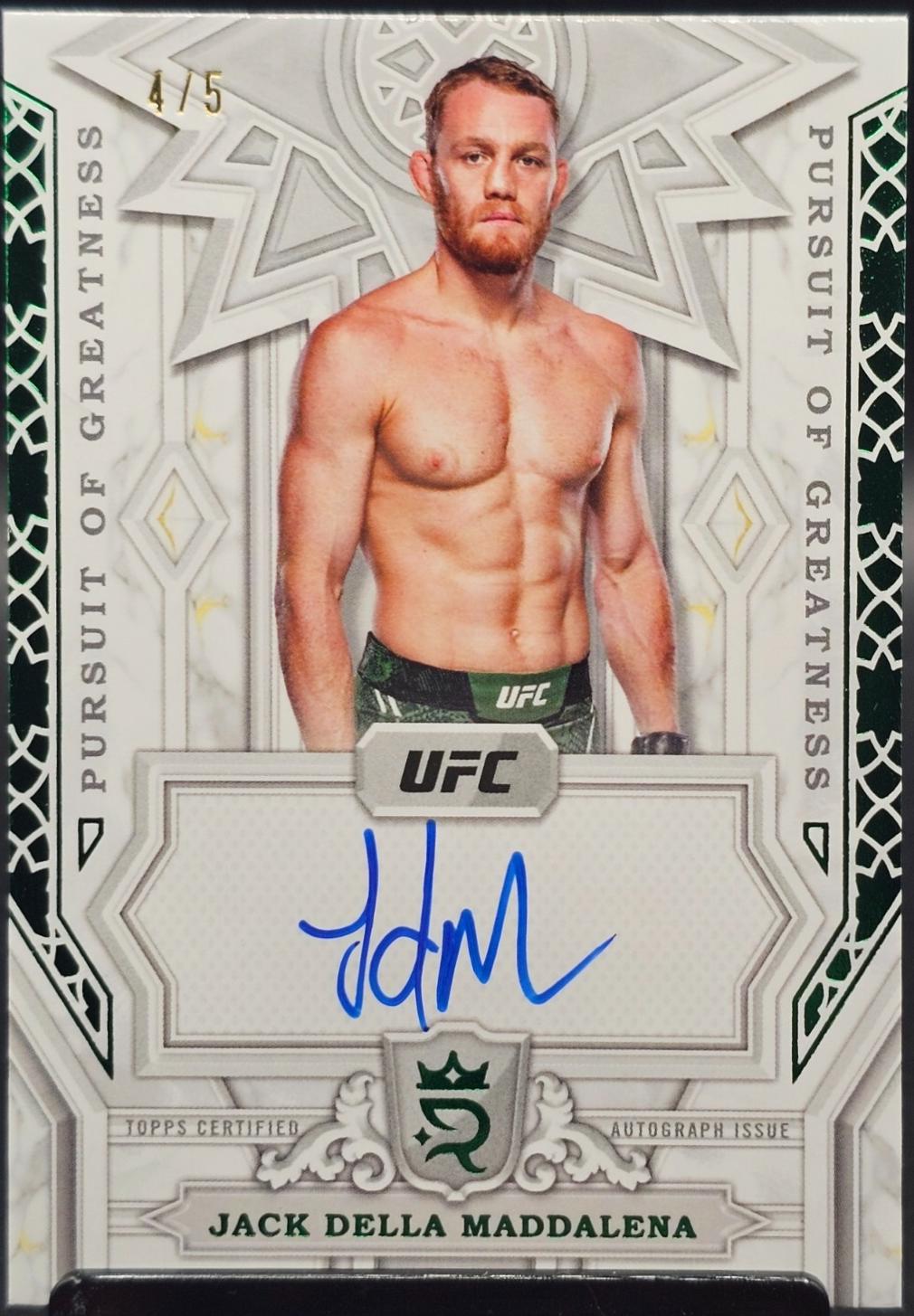 Jack Della Maddalena 2024 Topps Royalty UFC Pursuit of Greatness Autographs #PGS-JDM Green