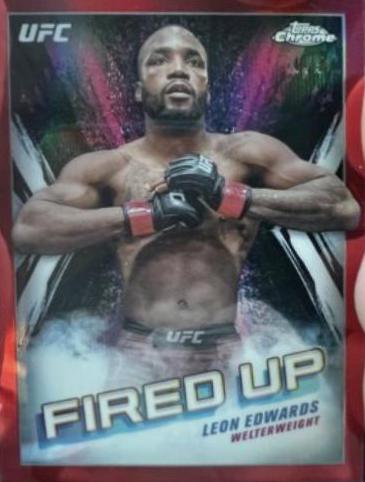 Leon Edwards 2024 Topps Chrome UFC Fired Up #FDP-13 Red Refractor
