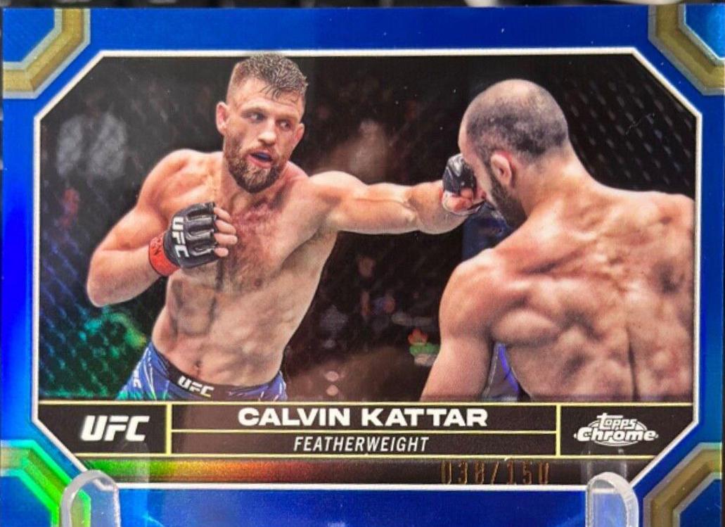 Calvin Kattar 2024 Topps Chrome UFC Base #37 Blue Refractor