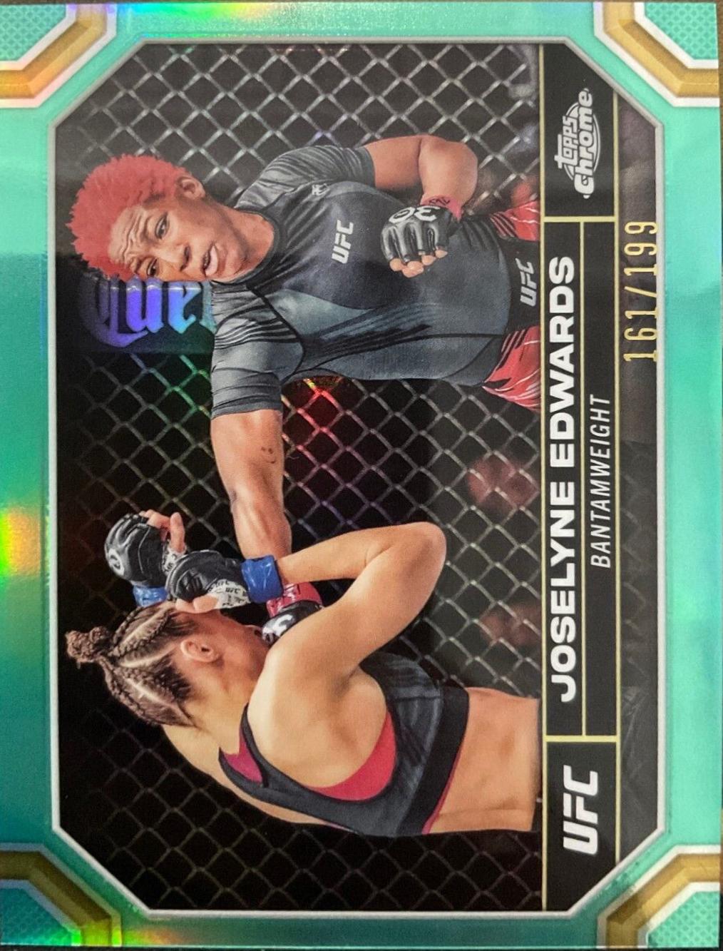 Joselyne Edwards 2024 Topps Chrome UFC Base #99 Aqua Refractor