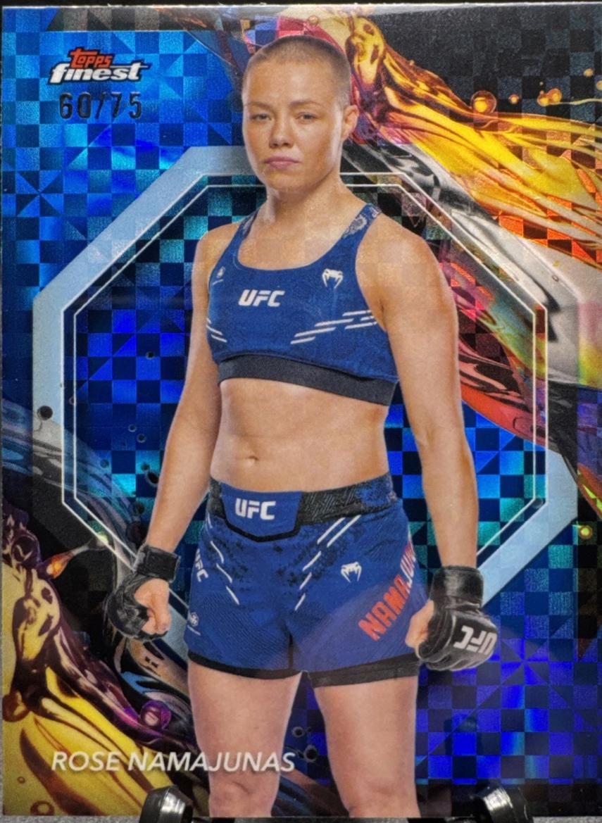 Rose Namajunas 2024 Topps Finest UFC Base Uncommon #108 Blue Checkerboard Refractor