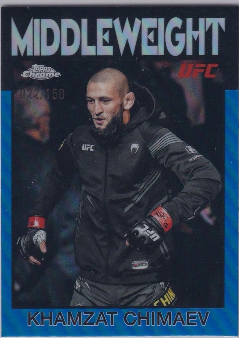 Khamzat Chimaev 2026 Topps Chrome UFC 1986 Topps #86-9 Blue Refractor