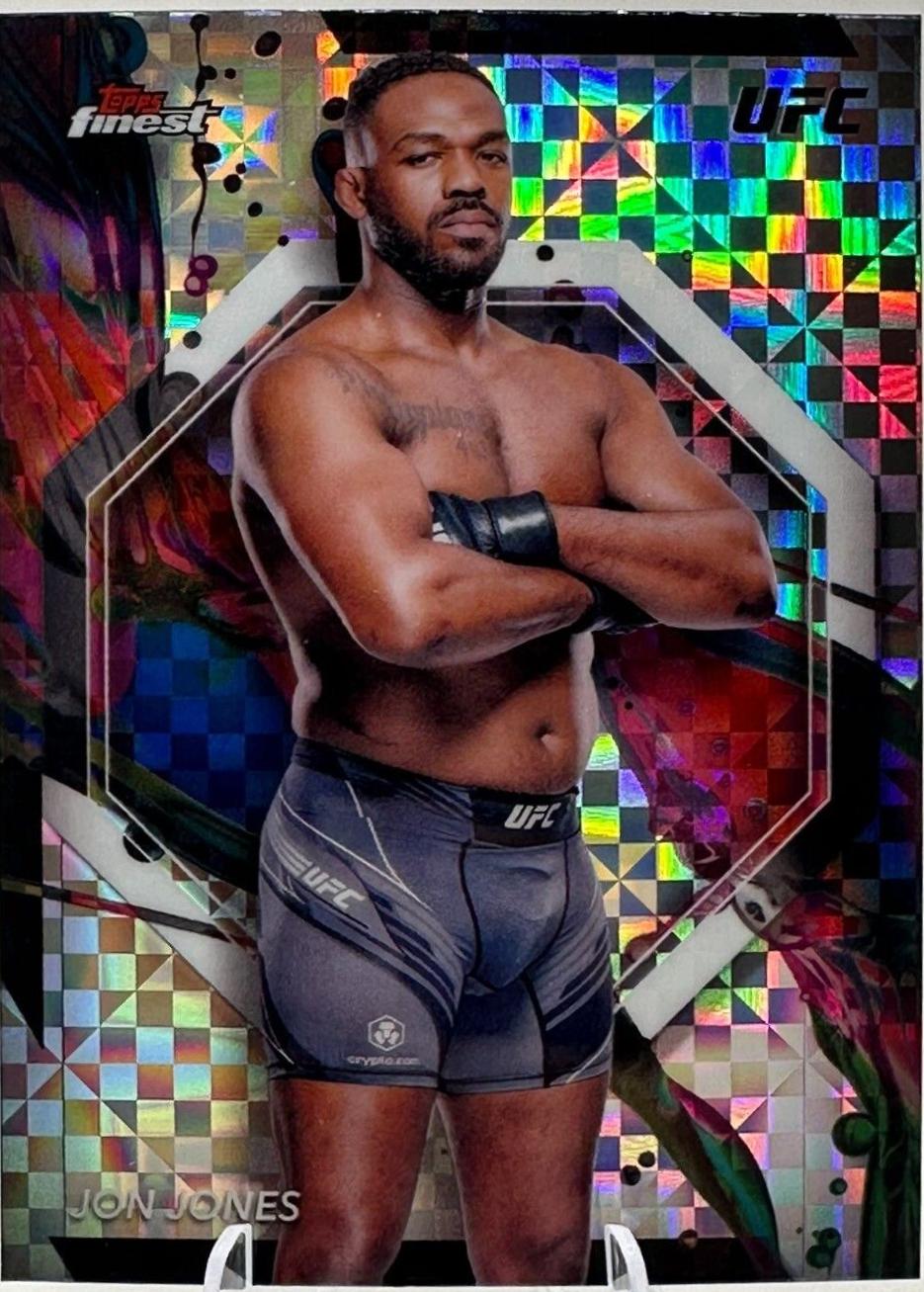 Jon Jones 2024 Topps Finest UFC Base Common #61 Checkerboard Refractor