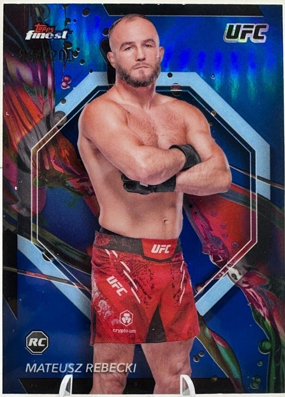 Mateusz Rębecki 2024 Topps Finest UFC Base Common #38 Blue Refractor