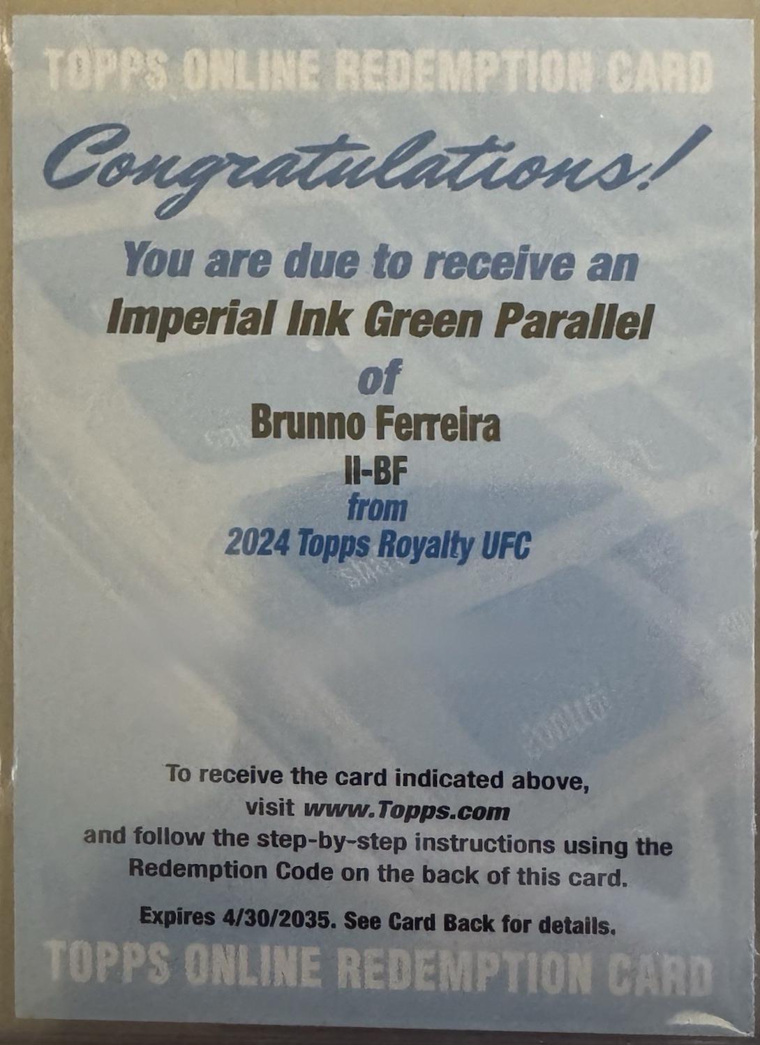 Brunno Ferreira 2024 Topps Royalty UFC Imperial Ink #II-BF Gold