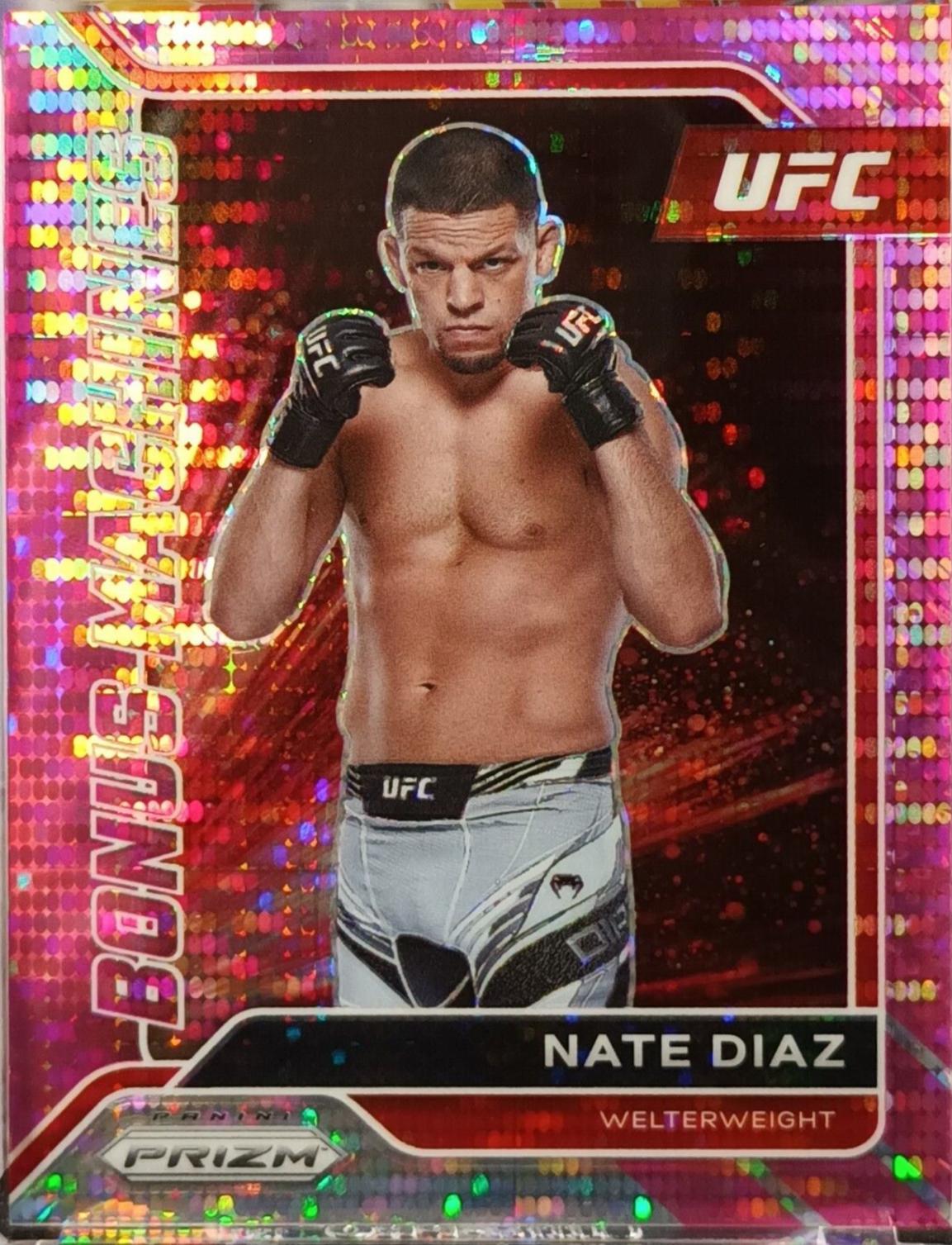 Nate Diaz 2022 Panini Prizm UFC Bonus Machines #25 Pink Pulsar