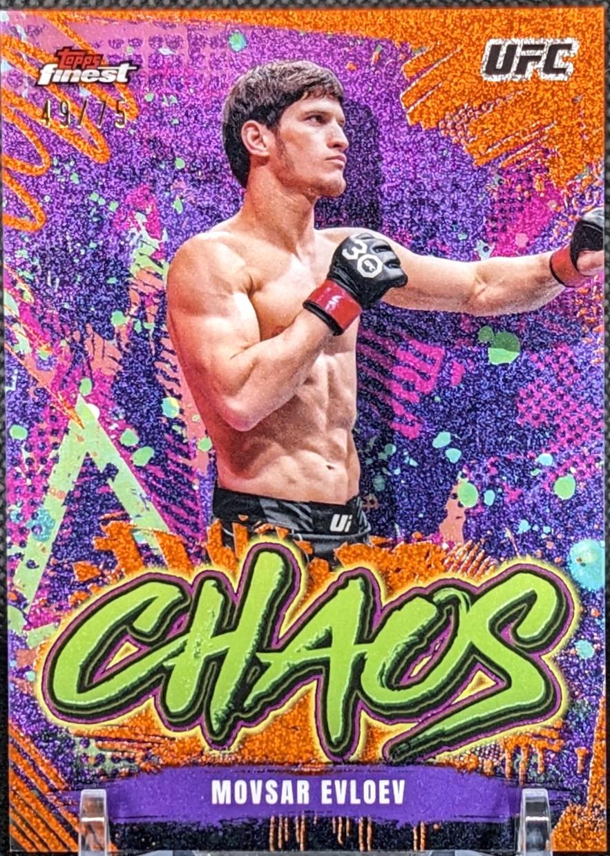Movsar Evloev 2024 Topps Finest UFC Chaos #CHA-14 Tangerine Glitter Refractor