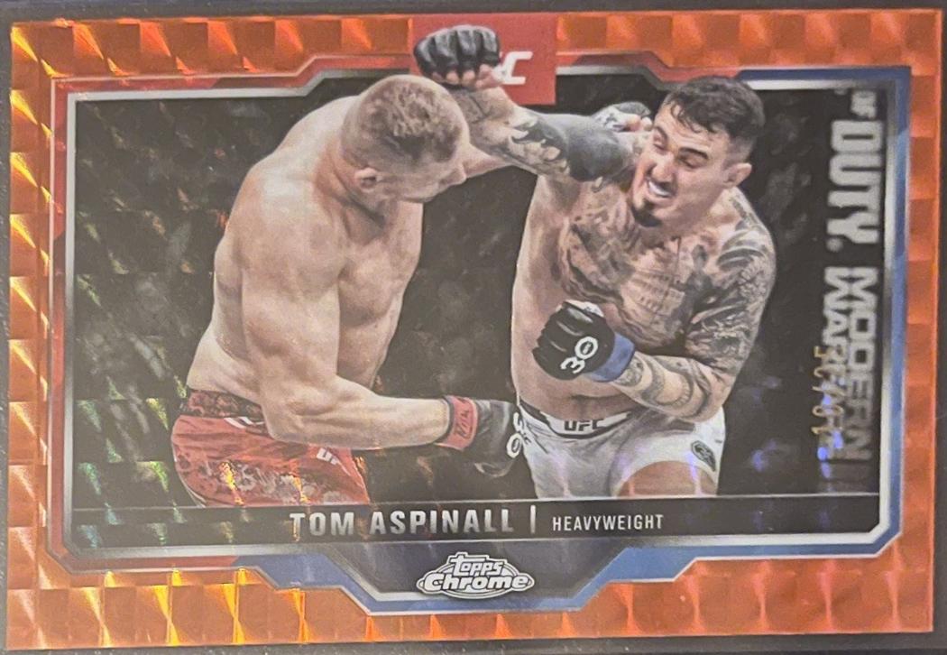 Tom Aspinall 2025 Topps Chrome UFC Base #146 Orange Geometric Refractor