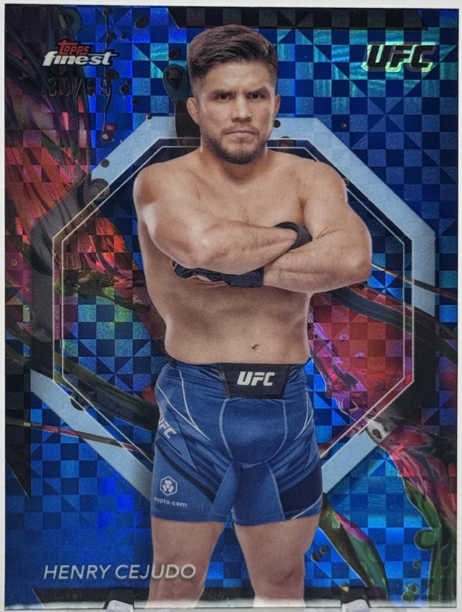 Henry Cejudo 2024 Topps Finest UFC Base Common #13 Blue Checkerboard Refractor