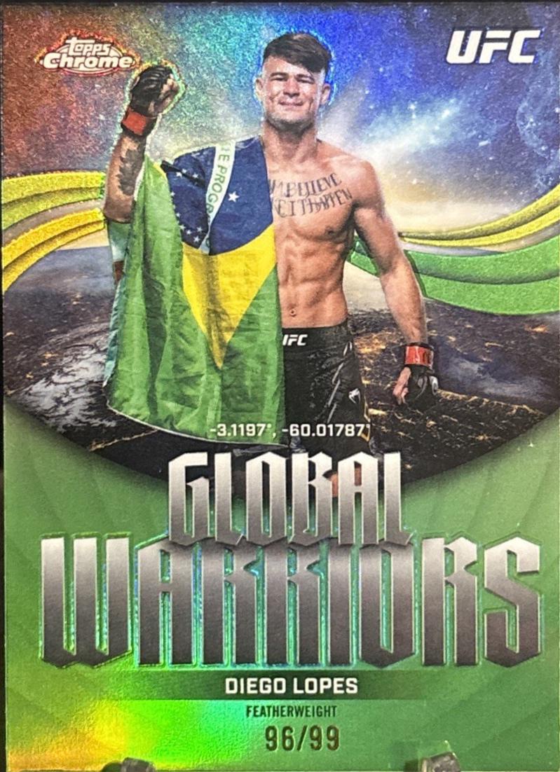 Diego Lopes 2026 Topps Chrome UFC Global Warriors #GW-14 Green Refractor