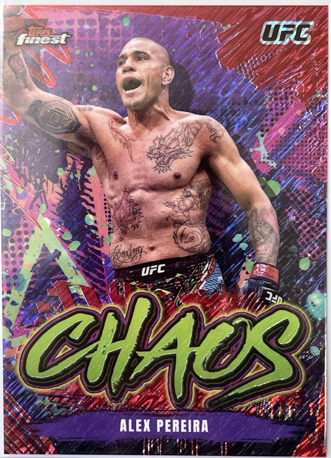 Alex Pereira 2024 Topps Finest UFC Chaos #CHA-24 Red Shimmer Refractor