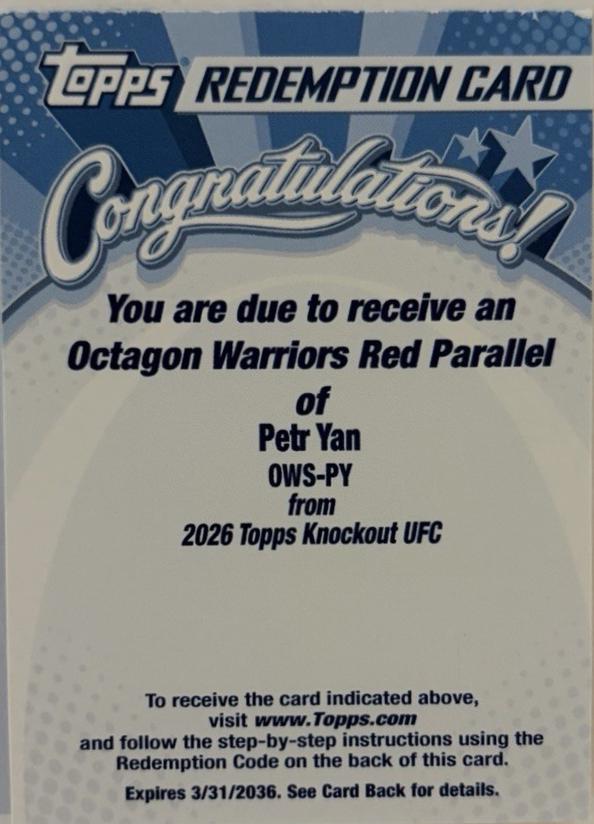 Petr Yan 2026 Topps Knockout UFC Octagon Warriors #OWS-PY Gold