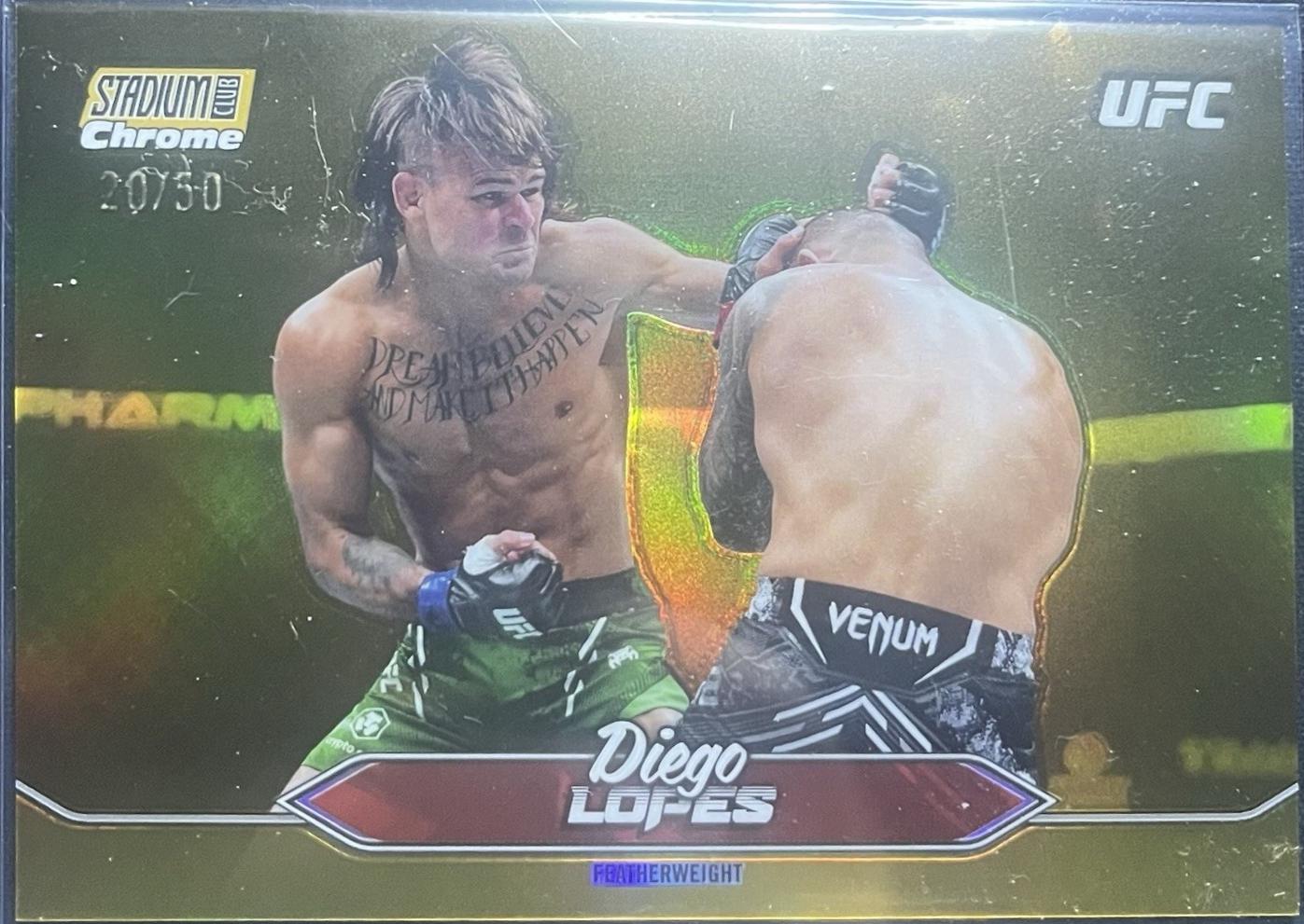 Diego Lopes 2025 Topps Stadium Club UFC Base Chrome #C-118 Gold Minted Refractor