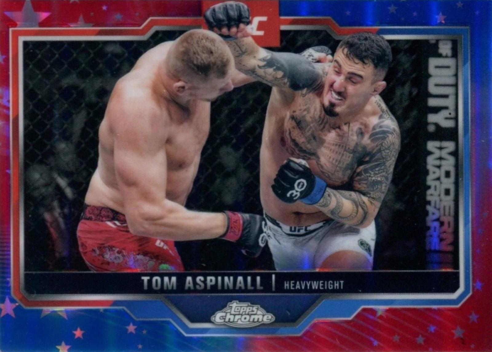 Tom Aspinall 2025 Topps Chrome UFC Base #146 Red White Blue Refractor