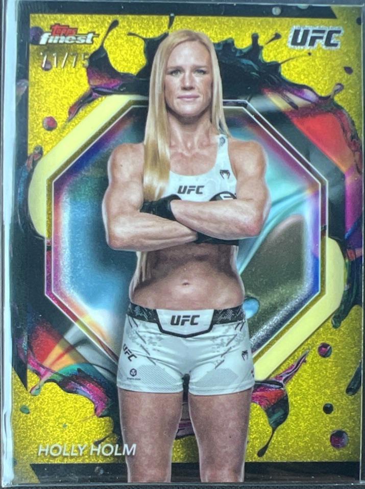 Holly Holm 2024 Topps Finest UFC Base Rare #287 Yellow Glitter Refractor