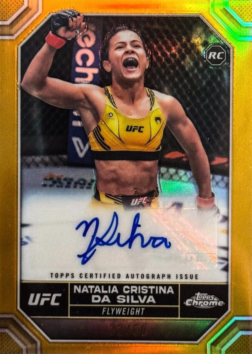 Natalia Silva 2024 Topps Chrome UFC Chrome Rookie Autographs #CRA-NSI Gold Refractor
