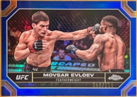 Movsar Evloev 2024 Topps Chrome UFC Base #143 Blue Refractor
